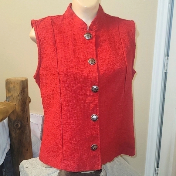 Red Western Vest with Concho Buttons - Picture 1 of 2